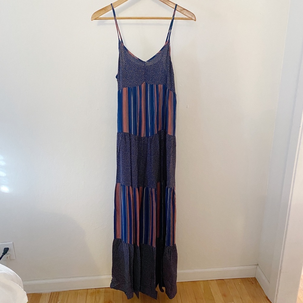 Striped and polka dot maxi dress